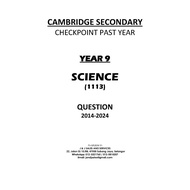 『Update』Cambridge Secondary Checkpoint Year 9 Science Past Year Paper [2014-2024]