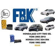 100% FBK HONDA CITY JAZZ YEAR 2003-2013 SEL SAA TMO CIVIC YEAR 1999-2000 REAR BRAKE PAD 1SET FD5042MS