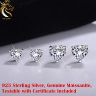 2 * 2ct Real Moissanite Earrings 925 Sterling Silver Pass Diamond Tester GRA Certified D Color Heart