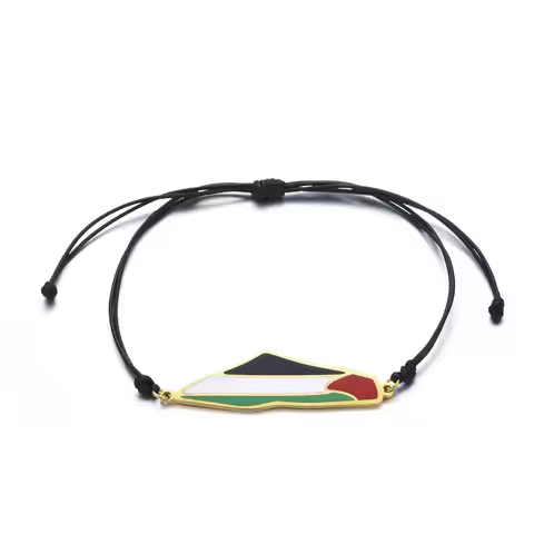 Palestine in Arabic Map With Flag Bracelet Jewelry Chains