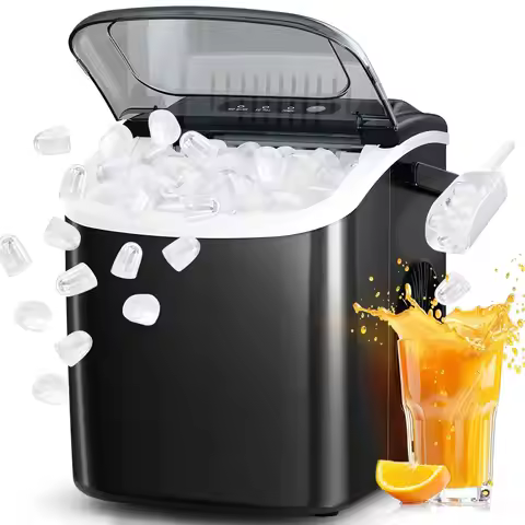 Portable Countertop Ice Maker, 26Lbs/Day, 9 Cubes in 6 Mins, Self-Cleaning with Scoop and Basket, Bl
