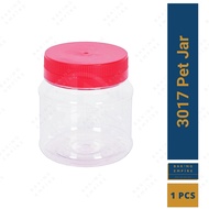 3017 Pet Jar Container / Balang Kuih Raya Plastik Bekas Kedap Udara (Red &amp; Clear)