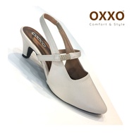 OXXO รองเท้าคัทชู หญิง รองเท้าแฟชั่น รองเท้าส้นสูง 2นิ้ว ทรงหัวแหลม มีสายรัดส้น สายรัดหลังเท้า ด้วยยางยืด เพื่อสุขภาพ หนังนิ่ม SM3388