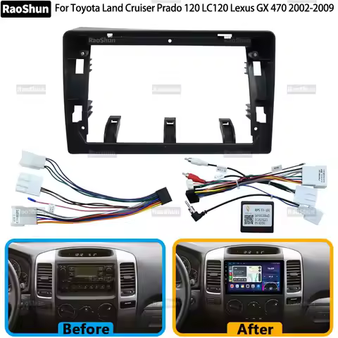 9 Inch Frame For Toyota Land Cruiser Prado 120 LC120 Lexus GX 470 2002-2009 Car Android Radio Harnes