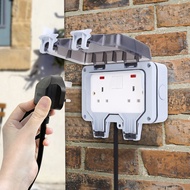 Double Outdoor Socket IP66 Waterproof 13A 2 Gang UK Plug Twin Switched Double Socket Electrical Wall Outlet Socket Box