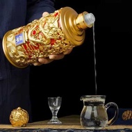 Emperor Dragon Pattern 1000ML Glass Wine Decanter – 1 Liter Glass Wine Bottle (H2)