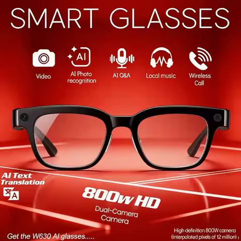 4K AI Smart Glasses With 800W Camera Chat GPT Touch Sport Sunglasses Bluetooth Call Video Music Play