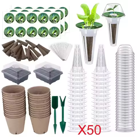 Transparent Agricultural Seedling Tray Seed Pods Kit for Hydroponics Growing System Outdoor Indoor P