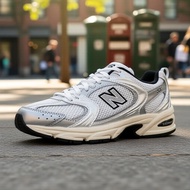 New Balance 530 Spring Sport Shoes for Men Women, Silver Black, Mesh & Leather, Low Cut, City Commut