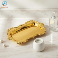 [Jzvphq] Rectangular Cake Serving Tray Alloy Mirrored Surface Decorative Tray Tableware Accessory fo