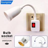 【FY】  E27 Direct Plug in Swivel Head E27 Socket Bulb Holder with Switch EU/US/UK Plug LED Table Lamp