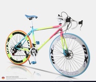 &lt;ประกอบฟรี&gt; จักรยานเสือภูเขา มีเกียร์ 24 Speed จักรยานฟิกเกียร์เสือหมอบ ขนาดเฟรม 49 cm ล้อ 26 นิ้ว ขอบ 60 มิล เฟรมเหล็ก ขนาดยาง700x23c