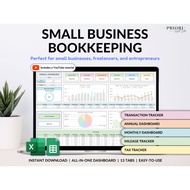 (Auto Invoice) Small Business Bookkeeping Spreadsheet Income Expense Tracker Tax Tracker Accounting 