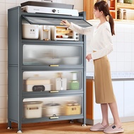 ST/🪁Shuaishi（shuaishi）Kitchen Storage Rack Floor Multi-Layer Storage Cabinet with Door Cupboard Cupboard Microwave Oven