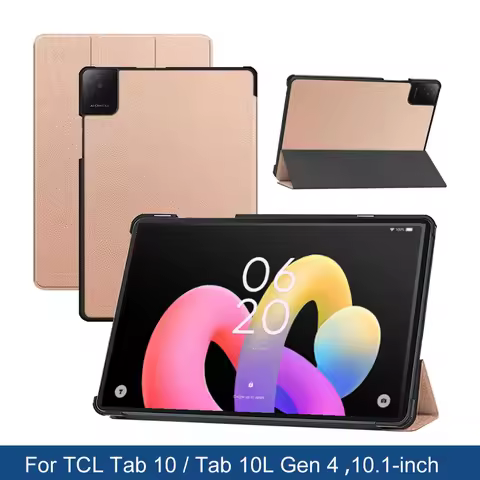 Slim Funda Case For TCL Tab 10 / Tab 10L Gen 4 10.1" Tablet Case Triple-folding Stand Hard Cover MD:
