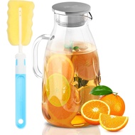 SUSTEAS 3 Liter 101 oz Glass Pitcher with Lid and Nozzle, Cold/Hot Water Glass Water Bottle, Ice Tea