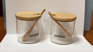Herbalife 玻璃儲物罐 調味樽 附木蓋同木匙 (2個)