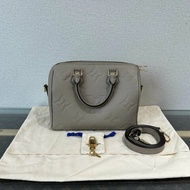 LV 大象灰金扣speedy25手提斜背包芯片款25*19*14 98新配件塵袋鑰匙鎖