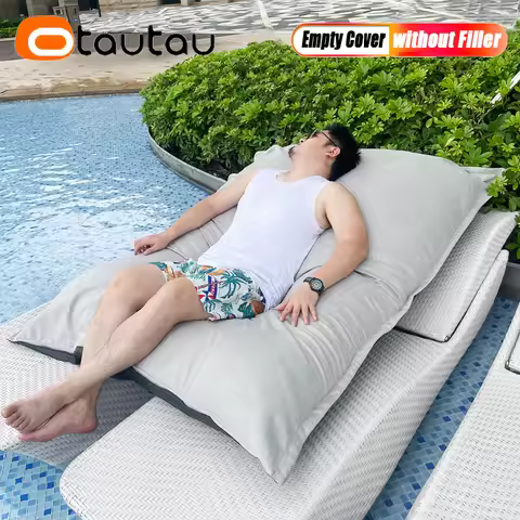 OTAUTAU 140x180cm Thick Soft Faux Suede Bean Bag Cover No Filler Home Outdoor Pillowsac Beanbag Pouf