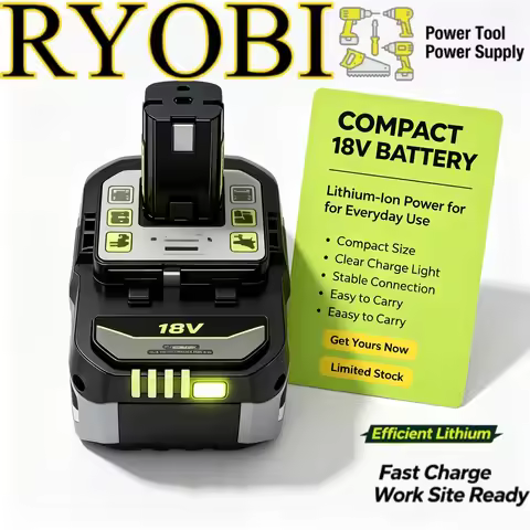 Ryobi Battery 18V 6.0Ah P109 P108 Reliable Lithium‑ion Spare Battery Compatible With Ryobi One+ Cord