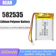 3.7V 600mAh 582535 602535 Lithium Polymer Rechargeable Battery For GPS MP3 LED Light Bluetooth Heads
