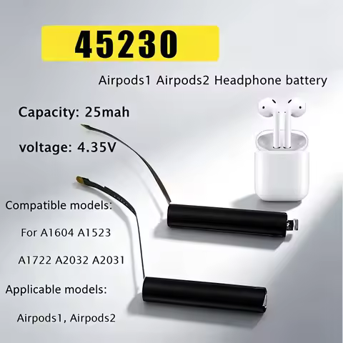Replacement Battery 25mAh for Airpods 1st 2nd A1604 A1523 A1722 A2032 A2031 for Air Pods 1 2 Bluetoo