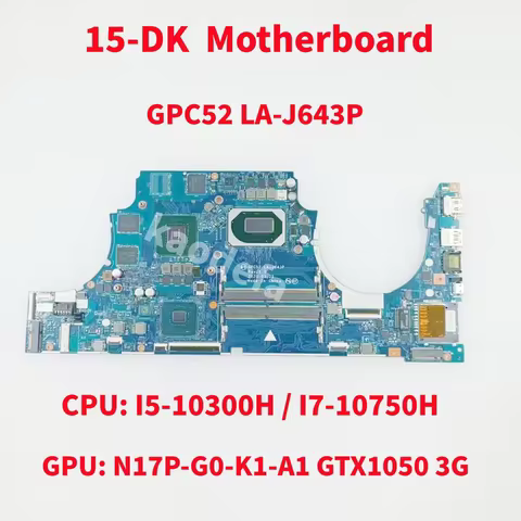 GPC52 LA-J643P Mainboard For HP Gaming 15-DK Laptop Motherboard CPU:I5-10300H I7-10750H GPU: N17P-G0