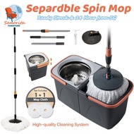 Spin Mop, Detachable, with Dual Barrels 360 Tornado Mop with Spinner Magic Spin Mop Floor Mop Lazy Mop