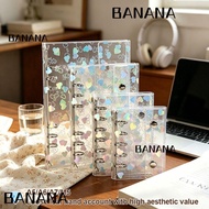 BANANA1 Binder Cover, with Double Snap Closure Laser Heart Patterns Loose-Leaf Notebook Shell,  PVC 