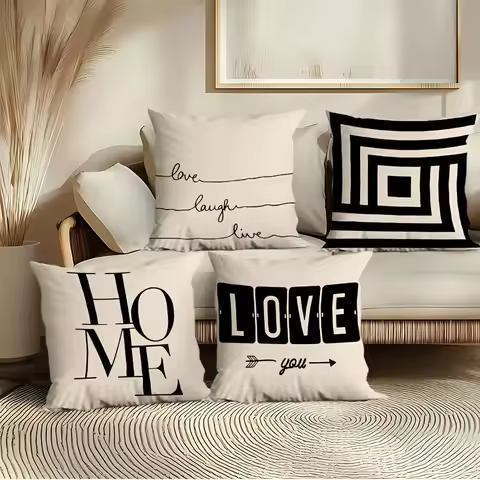 4pc Abstract Natural Elements PillowcaseBedroom Living Room Sofa Home Decor Polyester Cushion Cover 