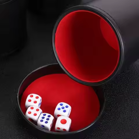 New with Lid Dice Cup Green Red Lining Black Board Games Leather Party Dice Cup