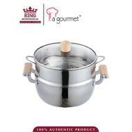 Miyake SUS304 Japanese Style 22 x 9.2cm Stainless Steel Casserole with Steamer Insert & Glass Lid, 3