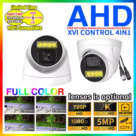 5MP 24H Full Color Night Vision CCTV AHD Dome Camera Indoor 4MP 1080P HD 4Array Luminous Led Digital