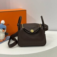 HERMES Mini lindy - 摩卡棕/牛仔藍金 B
