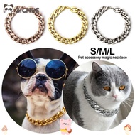 ZICHUE Chain Dog Collar, Chain Collar Adjustable Pet Necklace, Portable Cat Dog Gold Necklace Gold C