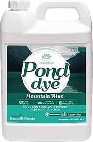 PondBliss Mountain Blue Pond Dye, Long Lasting 1 Acre Concentrate, Fish and Animal Safe - 1 Gallon (