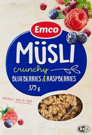 EMCO Crunchy Musli Cereal 375g [Strawberry Almond / Blueberries Raspberries / Tropical Fruits / Haze