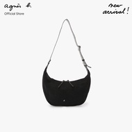 agnes b. Womens Linen Shoulder Bag (Black)