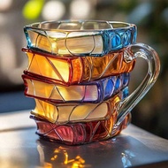 1pc Glass Book-Themed Mug, 2025 New Handmade Creative Coffee Cup, Capacity Around 11oz, Cool & Inter