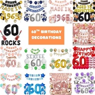 (SG Seller) 60th Birthday Decorations, 60th Birthday Balloon, Black and Gold Birthday Decorations Se