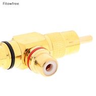 Fitow 1Pcs Gold Plated 1 Male to 2 Female RCA Copper Splitter Adapter AV Video Audio FE