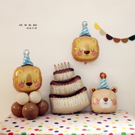 Mori Retro Baby Hundred Days 100 Days Full Month Birthday Cake Lion Balloon Decoration 120 Days 4 Mo