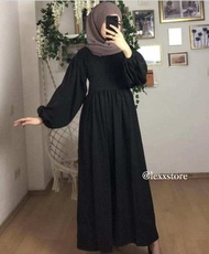 GAMIS HITAM/ GAMIS POLOS / SIMPLE/ TANGAN BALLON