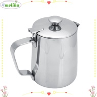 MOLIHA Coffee Frothing Pitcher, With Lid Silver Milk Frothing Pitcher, Latte Coffee Art Stainless St