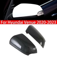 For Hyundai Venue 2020-2023 Car Rearview Side Mirror Cover Wing Cap Exterior Sticker Door Rear View Case Trim Carbon Fiber Look