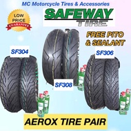 SAFEWAY TIRE PAIR for AEROX With Pito at Sealant, Japan Standard, 8ply rating)