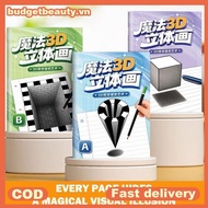 BUDGET 3Pcs Magic 3D Optical Illusion Drawing Books for Kids Art Learning VN