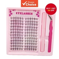 DIY Cluster Lash Extensions Kit, 12 Strips Set, Natural & Dramatic Styles Combo, Home Application