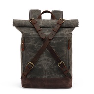 Luxury Vintage Canvas Backpacks for Men Oil Wax Canvas Rucksacks Travel bag Backpack Large Waterproo