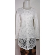 【READY STOCK】Baju Kebaya labuh Lace Warna Putih (Lengan Panjang)